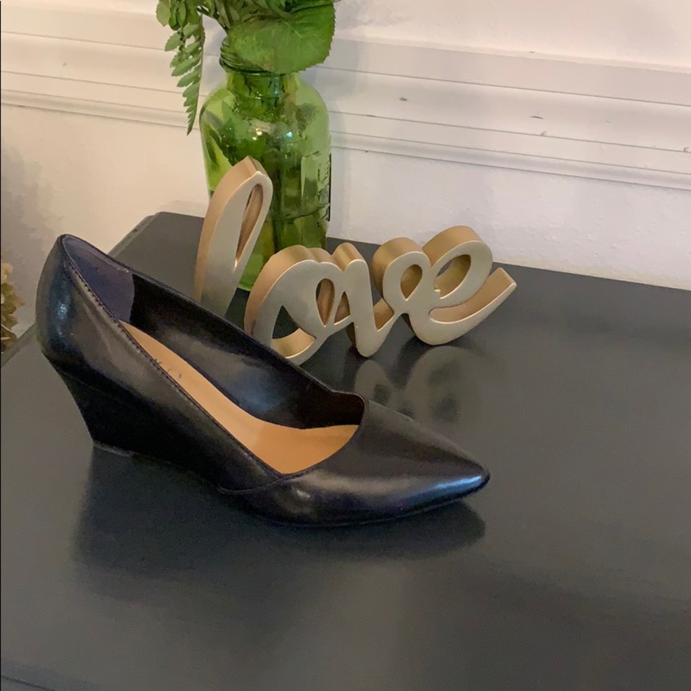 FrancoSarto Black Leather Wedge